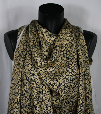 Tissu twill de soie  - imprimé petites fleurs - ton beige - photo 4/5 | So Tissus