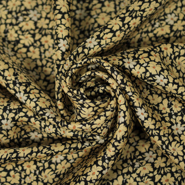 Tissu twill de soie  - imprimé petites fleurs - ton beige