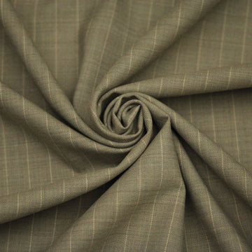 Tissu laine froide stretch - à rayures - ton greige