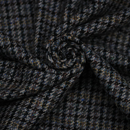 Tissu lainage - pieds de poule - ton gris et bleu marine - photo 1/5 | So Tissus