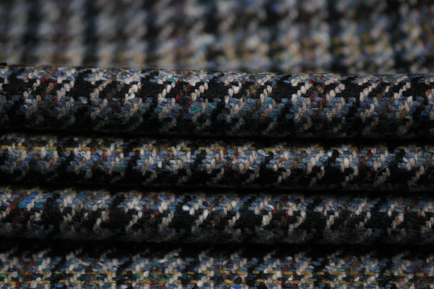 Tissu lainage - pieds de poule - ton gris et bleu marine - photo 2/5 | So Tissus