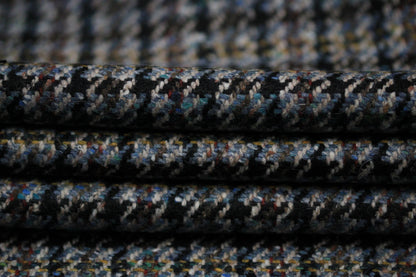 Tissu lainage - pieds de poule - ton gris et bleu marine - photo 2/5 | So Tissus