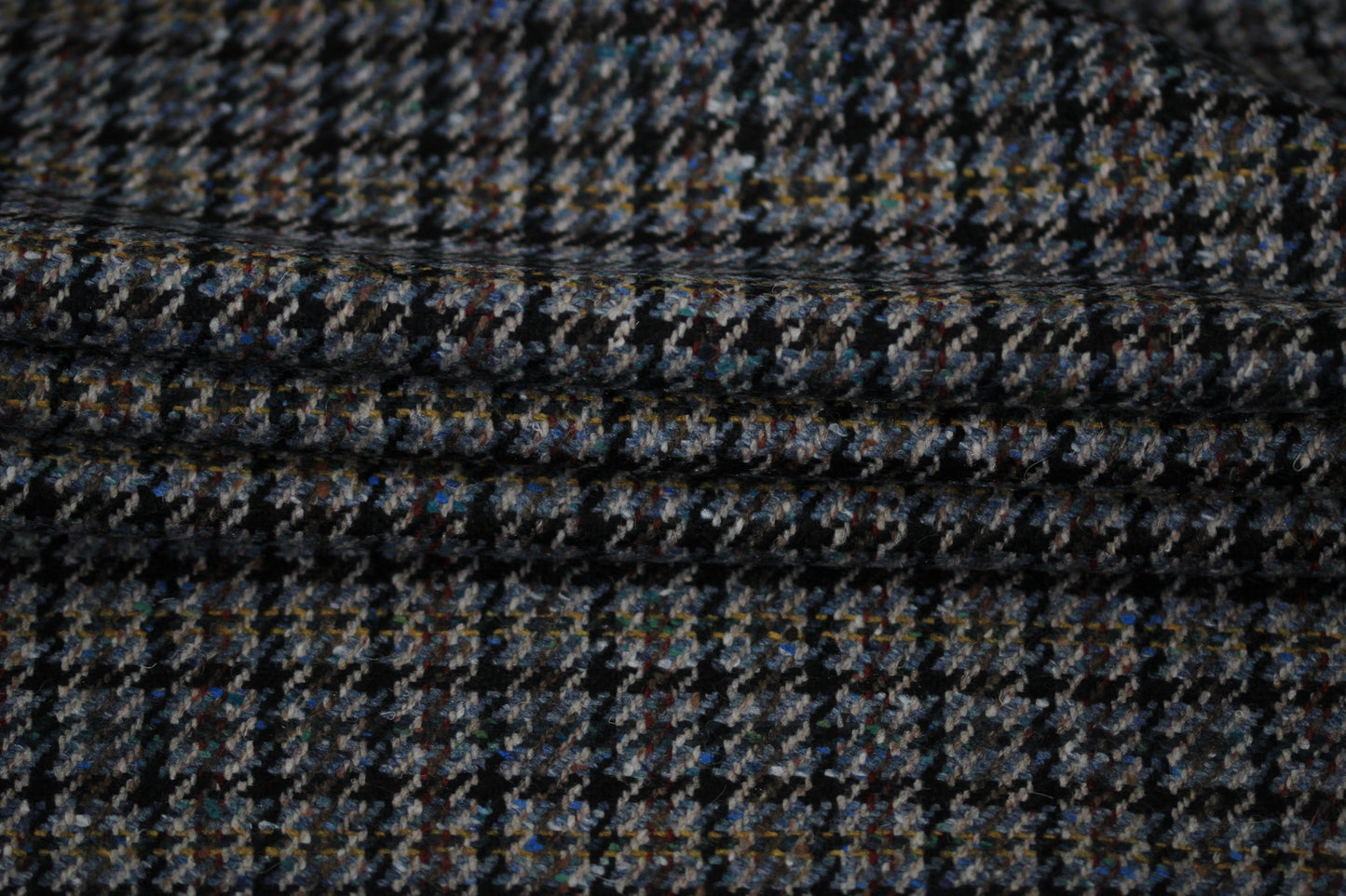 Tissu lainage - pieds de poule - ton gris et bleu marine - photo 3/5 | So Tissus