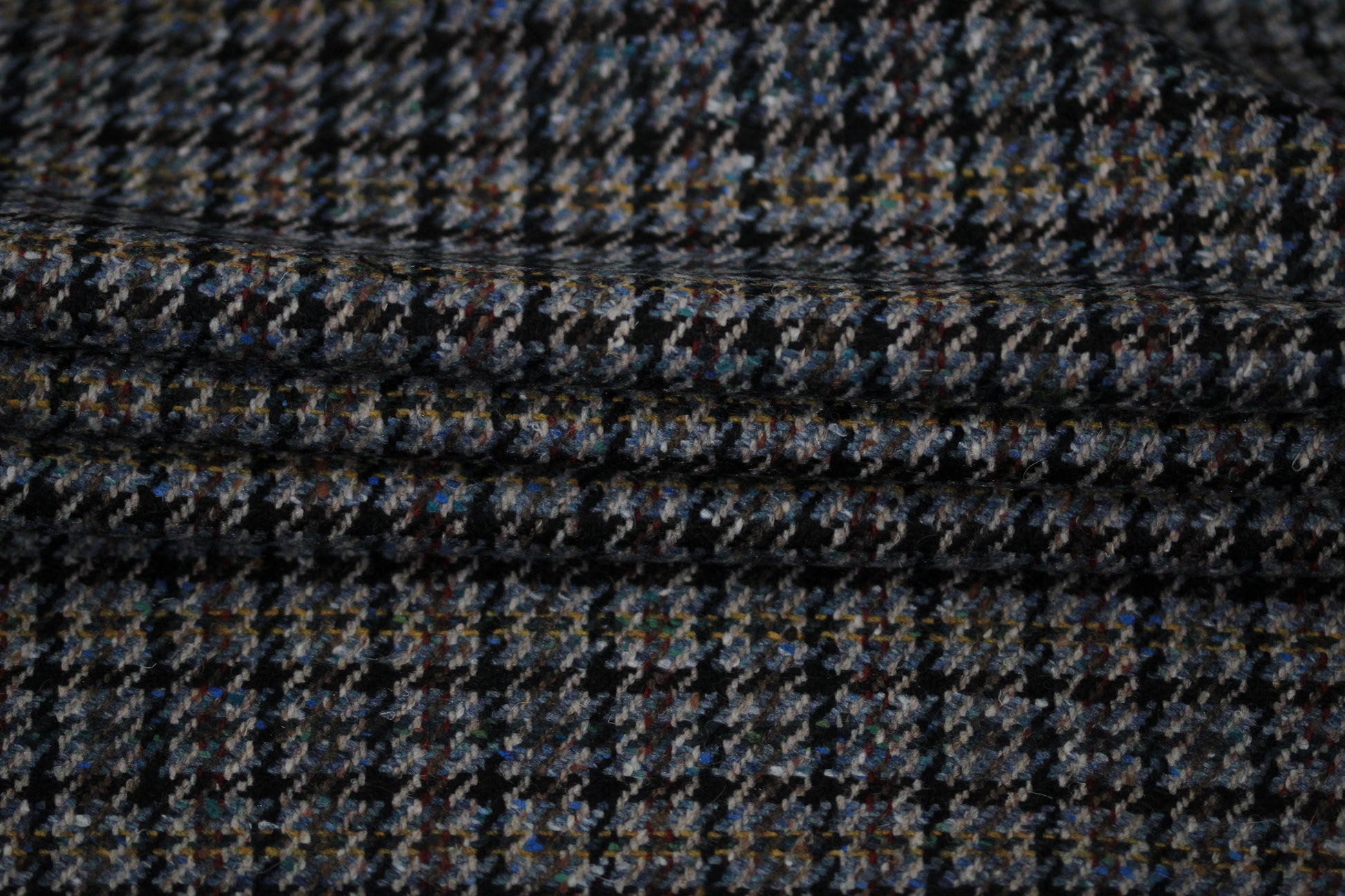 Tissu lainage - pieds de poule - ton gris et bleu marine - photo 3/5 | So Tissus