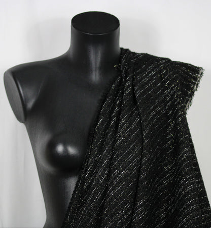 Tissu tweed lurex - ton noir - photo 4/4 | So Tissus