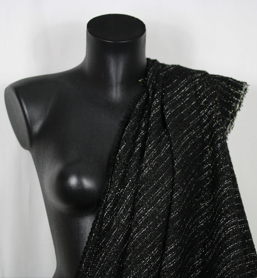 Tissu tweed lurex - ton noir