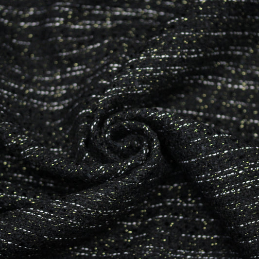 Tissu tweed lurex - ton noir - photo 1/4 | So Tissus