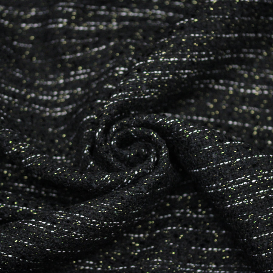 Tissu tweed lurex - ton noir