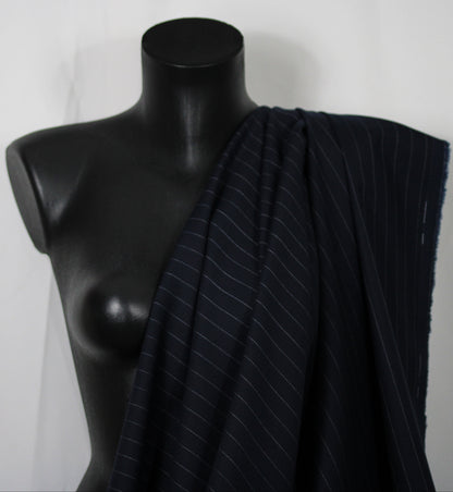 Tissu laine froide stretch - à rayures - ton bleu marine - photo 3/4 | So Tissus