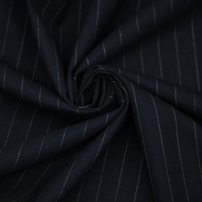 Tissu laine froide stretch - à rayures - ton bleu marine - photo 1/4 | So Tissus