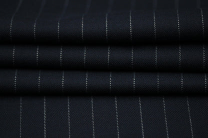 Tissu laine froide stretch - à rayures - ton bleu marine - photo 2/4 | So Tissus