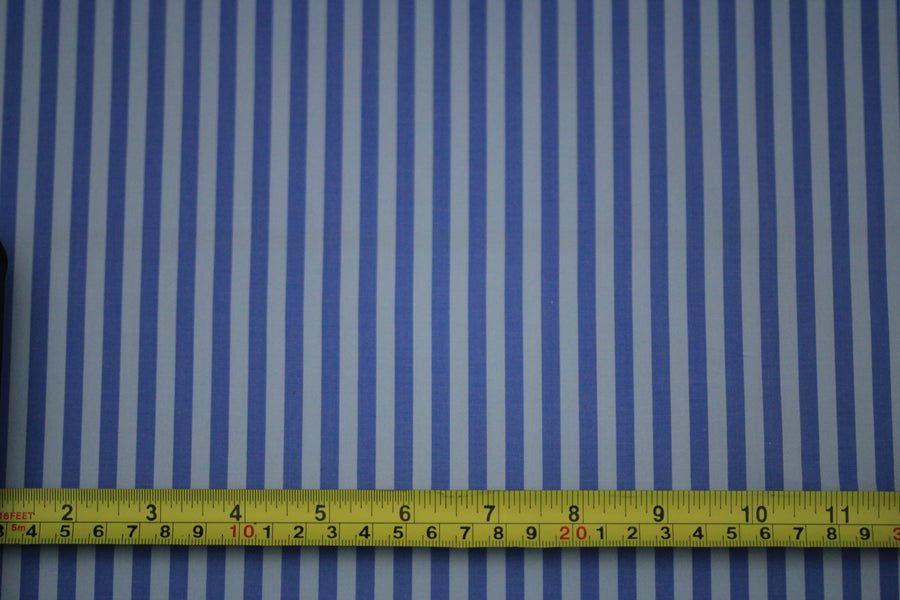 Tissu popeline de coton  prestige - à rayure - bleu ciel et bleu