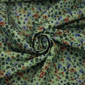 Tissu technique imperméable - imprimé fleuri - ton vert d'eau