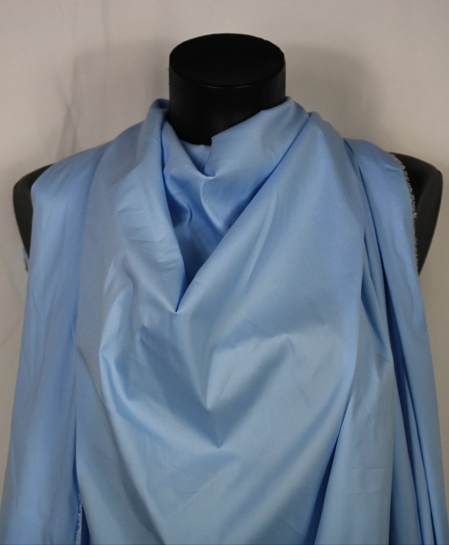 Tissu popeline de coton stretch - bleu ciel