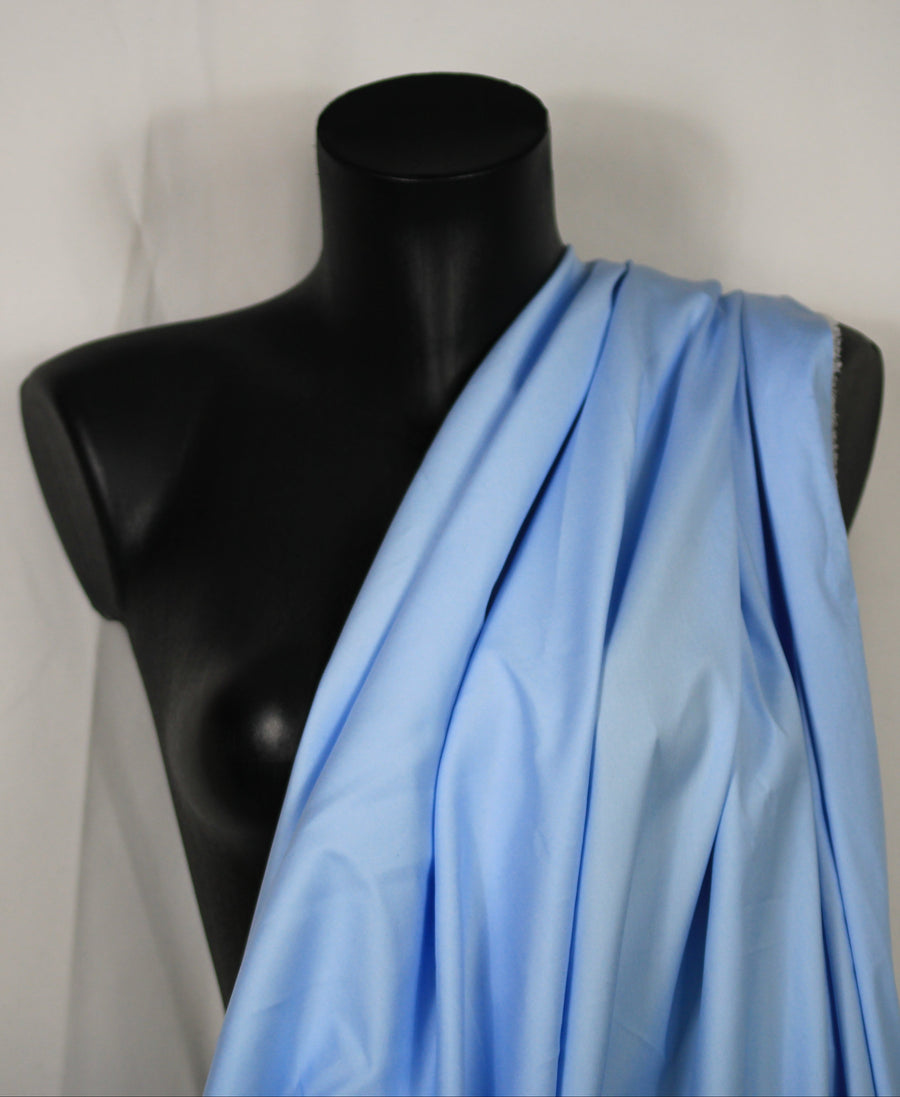 Tissu popeline de coton stretch - bleu ciel