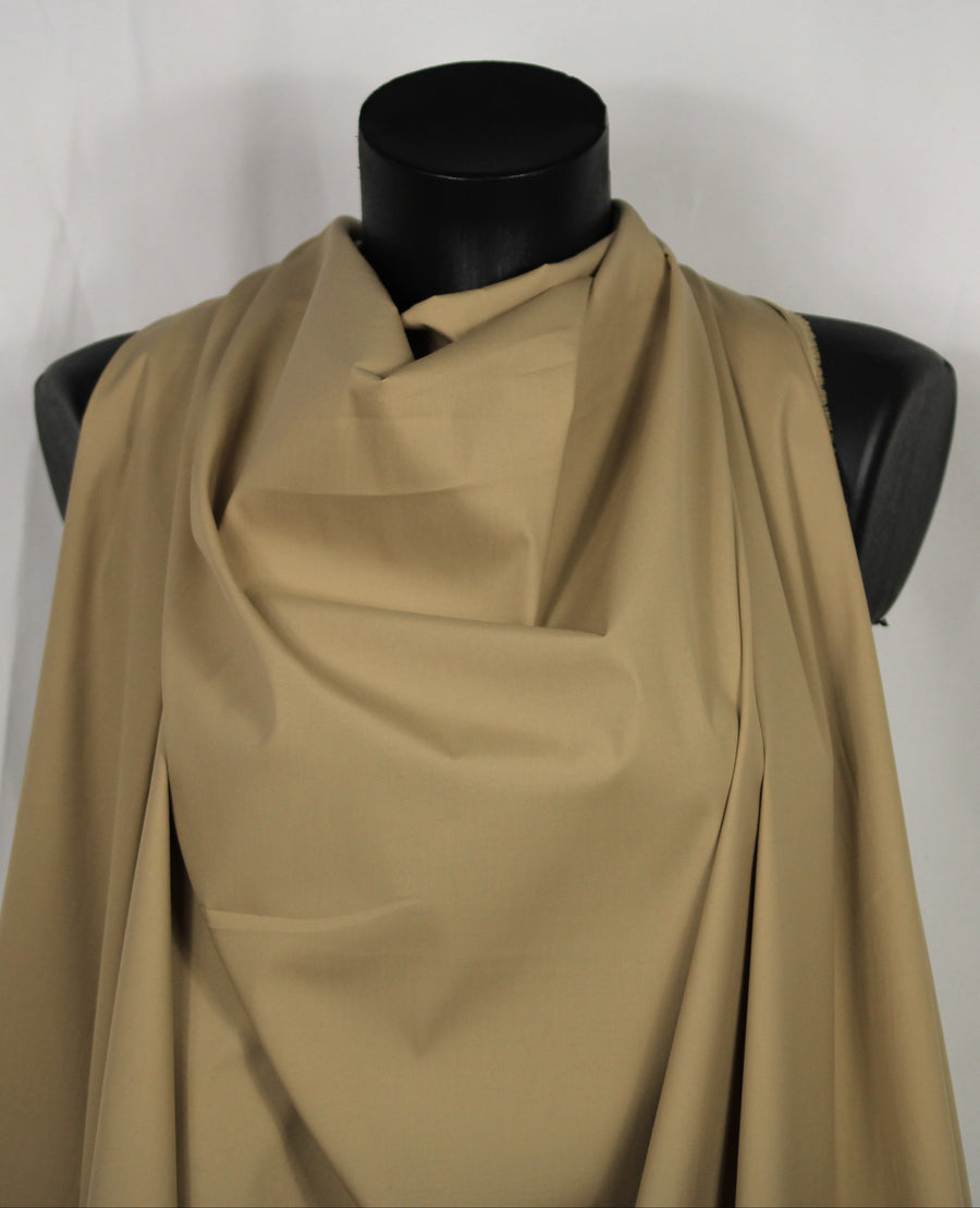 Tissu popeline de coton stretch - beige