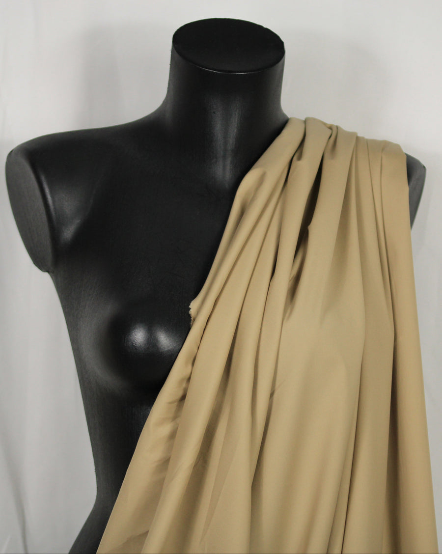 Tissu popeline de coton stretch - beige