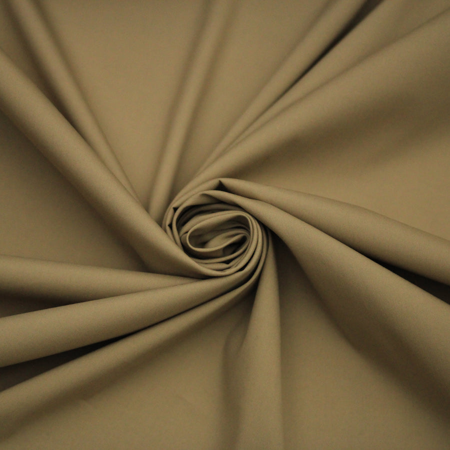Tissu popeline de coton stretch - beige