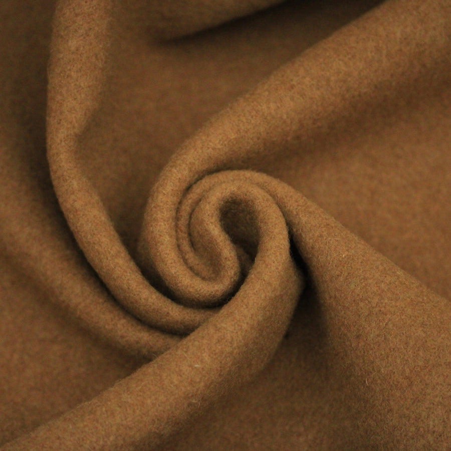 Tissu drap de laine duveteux contrecollé - camel
