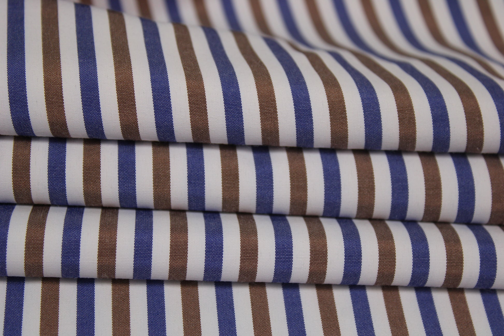 Tissu popeline  - à rayures - bleu blanc et marron - photo 2/5 | So Tissus