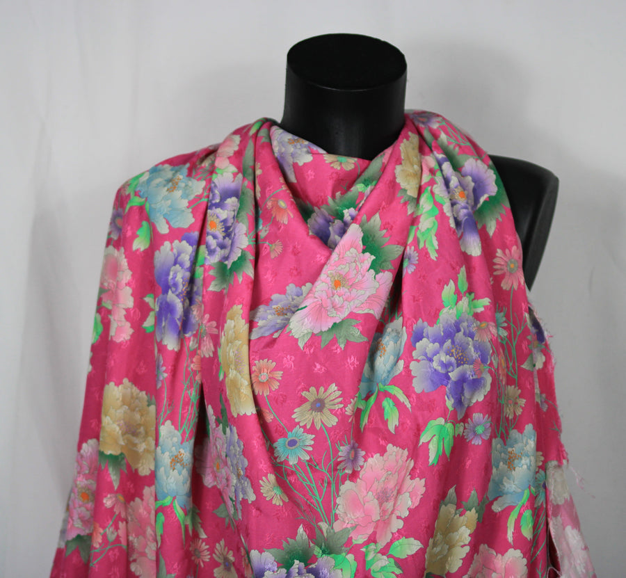 Tissu viscose - imprimé fleuri  - fuschia