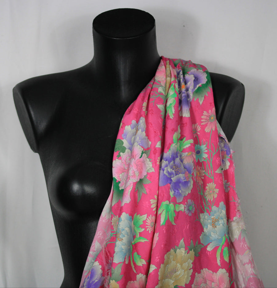 Tissu viscose - imprimé fleuri  - fuschia