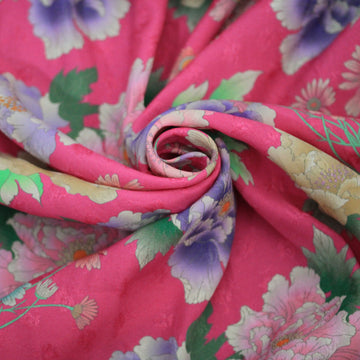 Tissu viscose - imprimé fleuri  - fuschia