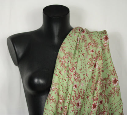 Tissu lin viscose - imprimé fleuri - ton vert anis - photo 3/4 | So Tissus