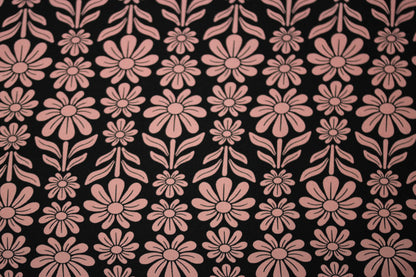 Tissu twill de soie  - imprimé fleurie - noir et rose - photo 5/5 | So Tissus