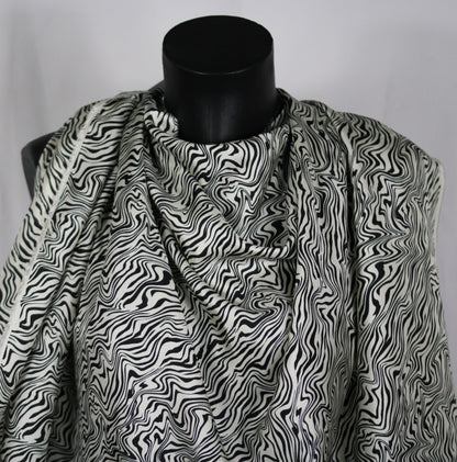 Tissu twill de soie  - imprimé zébré - écru et noir - photo 3/4 | So Tissus