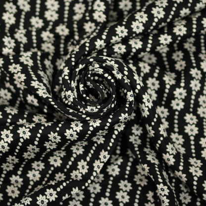 Tissu twill viscose - imprimé fleuri - noir et blanc - photo 1/5 | So Tissus