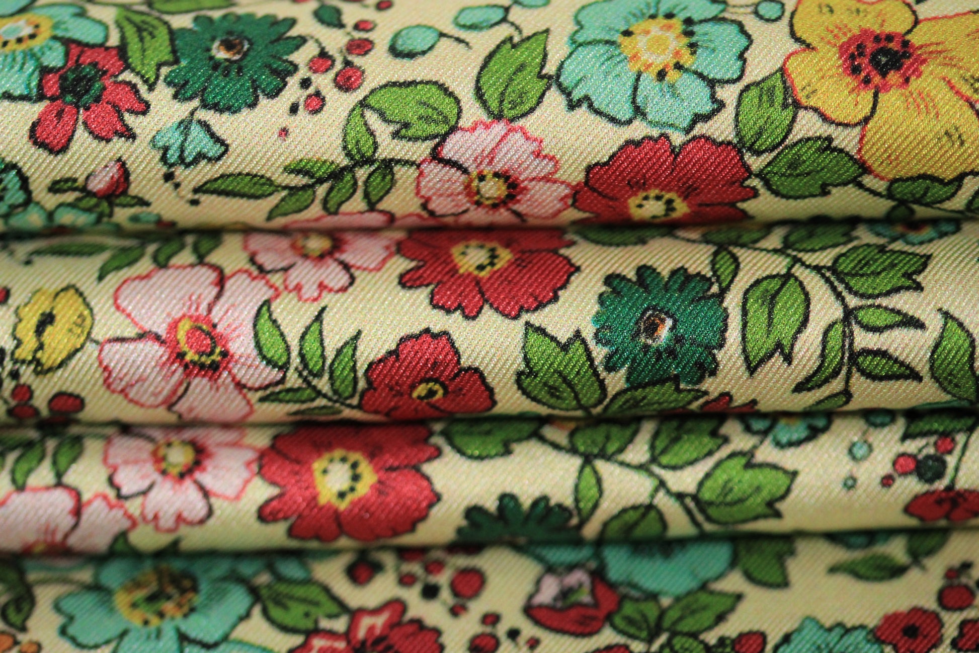 Tissu twill - imprimé fleuri - multicolore - ton bleu, vert et rose - photo 2/4 | So Tissus