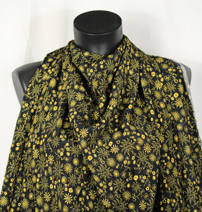 Tissu viscose - imprimé fleuri et soleil  - jaune et noir - photo 3/5 | So Tissus