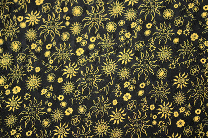 Tissu viscose - imprimé fleuri et soleil  - jaune et noir - photo 5/5 | So Tissus
