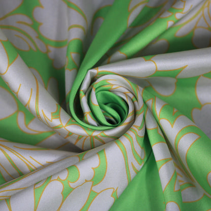 Tissu twill - imprimé fleuri - ton vert , blanc et jaune - photo 1/4 | So Tissus
