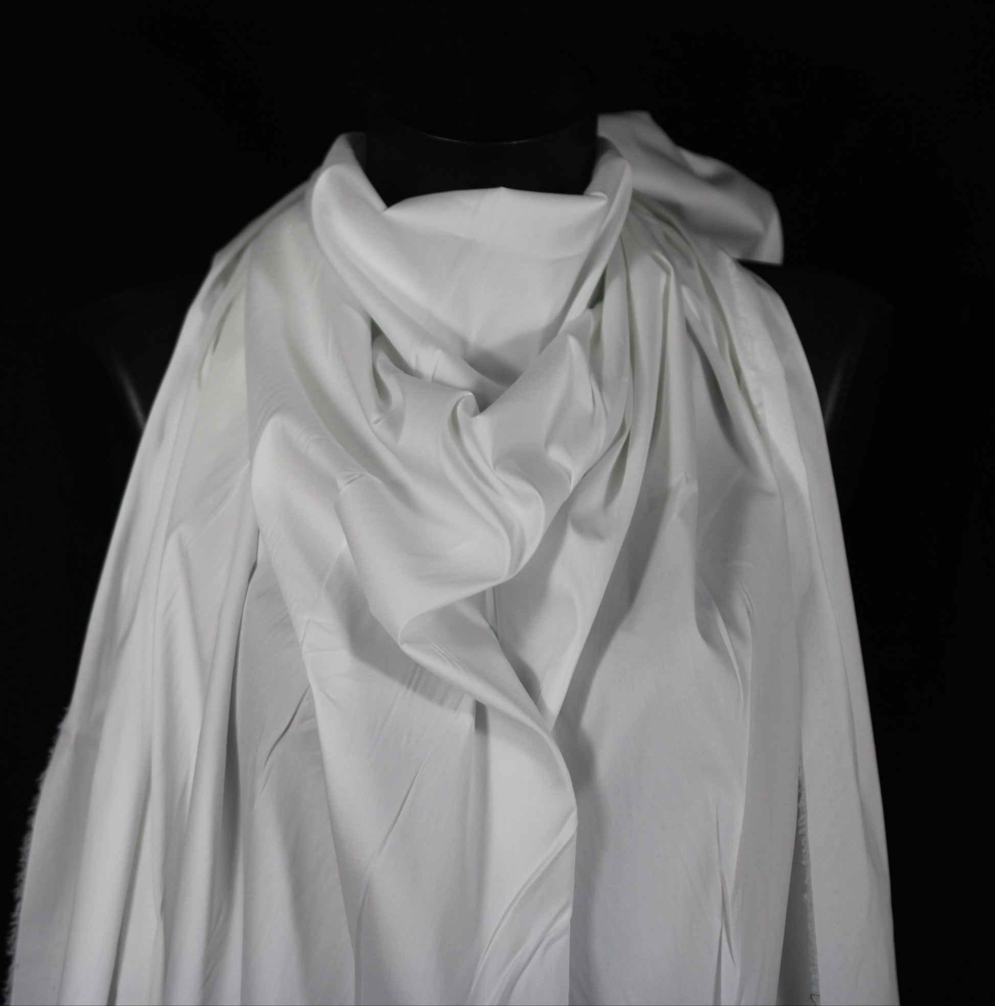 Tissu popeline de coton stretch - blanc - photo 4/4 | So Tissus