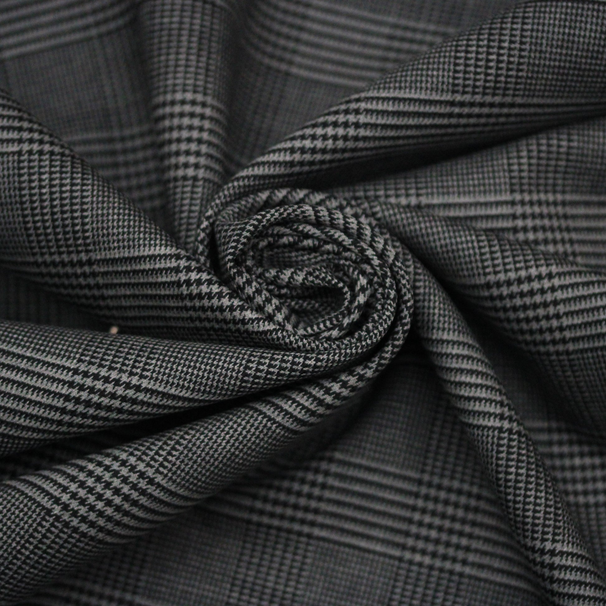 Tissu crêpe de laine stretch  - prince de galles - gris et noir - photo 1/5 | So Tissus