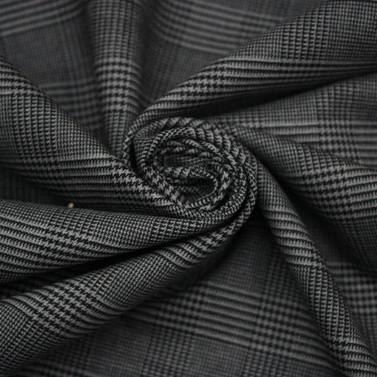 Tissu crêpe de laine stretch  - prince de galles - gris et noir - photo 1/5 | So Tissus