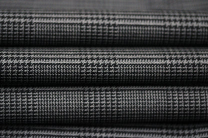 Tissu crêpe de laine stretch  - prince de galles - gris et noir - photo 2/5 | So Tissus