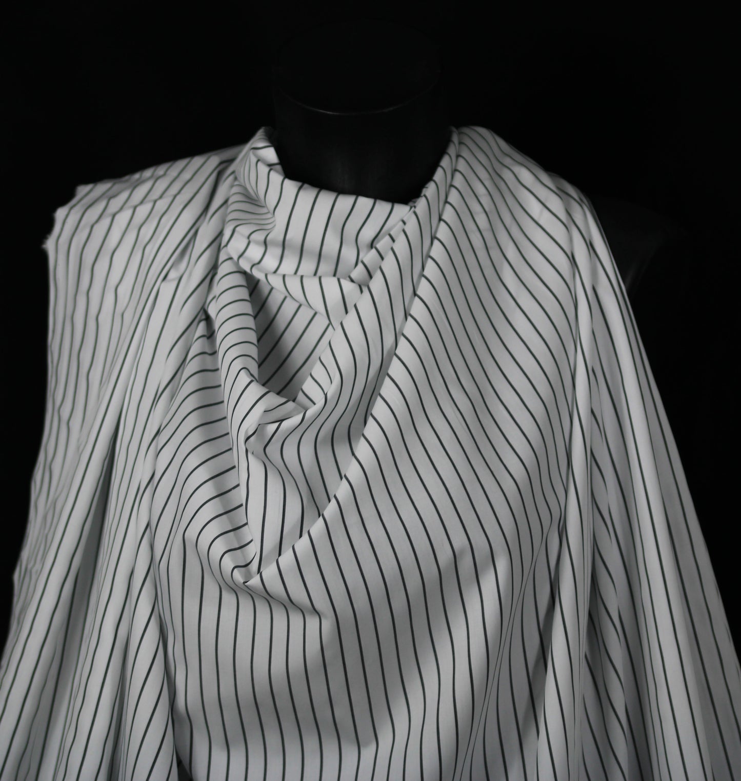 Tissu popeline de coton  prestige - à rayures - blanc et noir - photo 3/5 | So Tissus