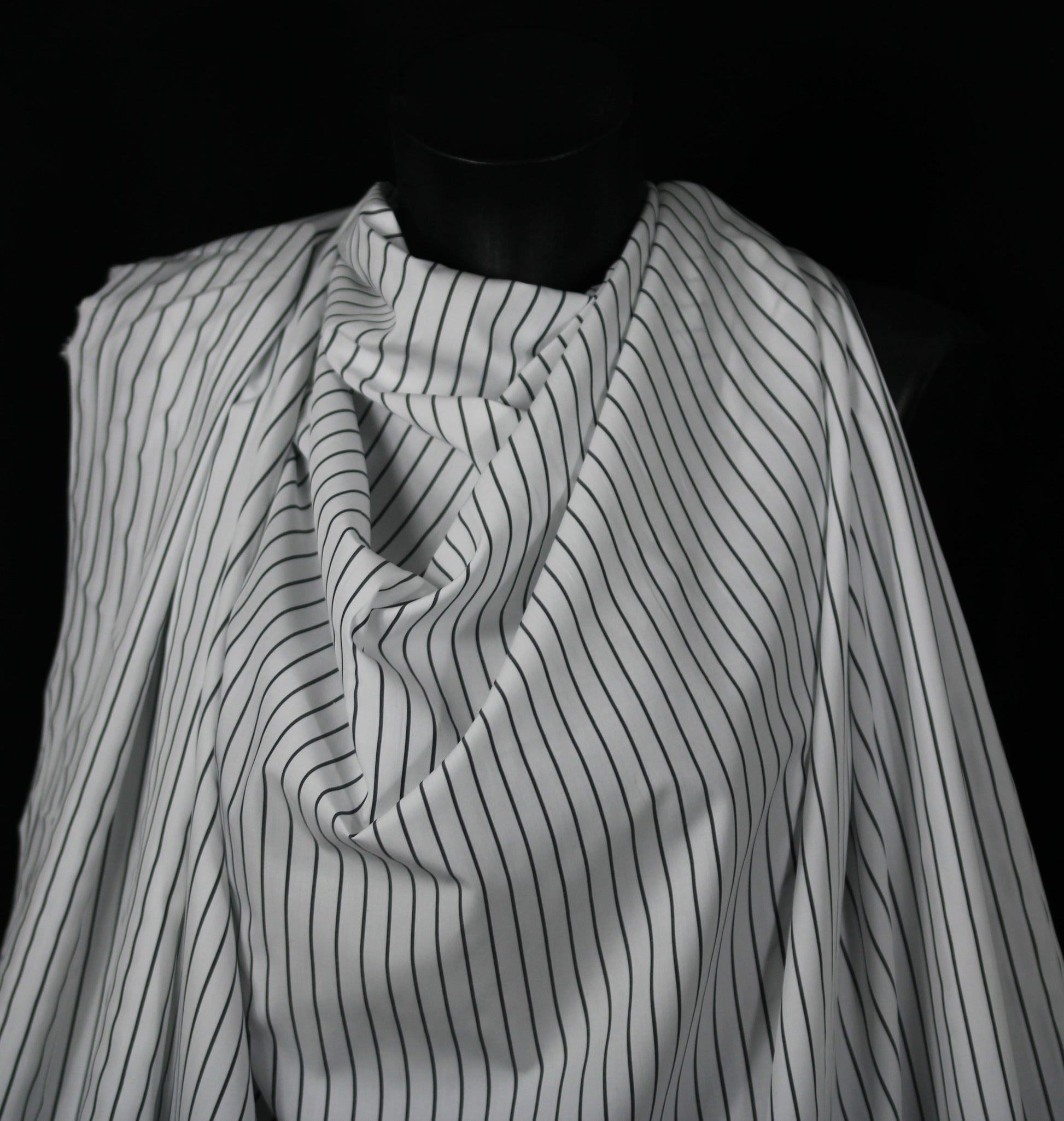 Tissu popeline de coton  prestige - à rayures - blanc et noir - photo 3/5 | So Tissus