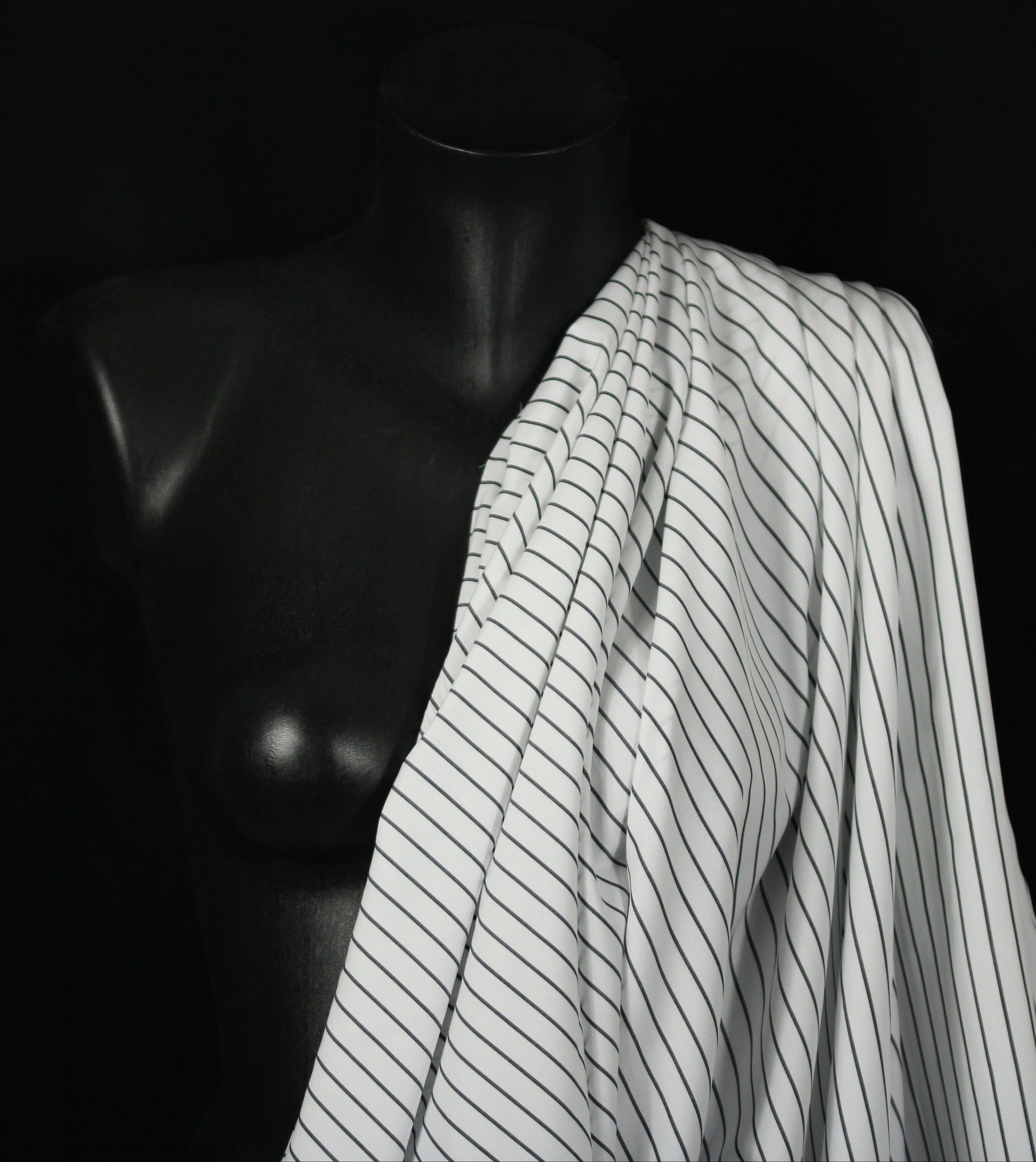 Tissu popeline de coton  prestige - à rayures - blanc et noir - photo 4/5 | So Tissus