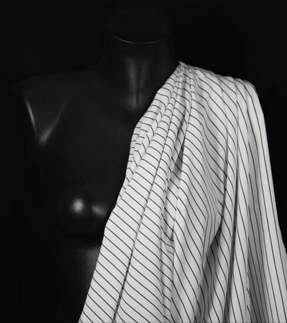 Tissu popeline de coton  prestige - à rayures - blanc et noir - photo 4/5 | So Tissus