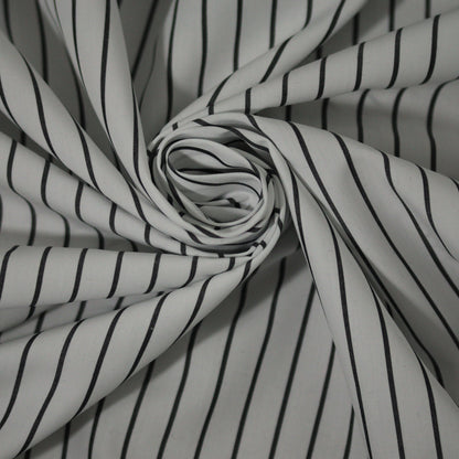 Tissu popeline de coton  prestige - à rayures - blanc et noir - photo 1/5 | So Tissus