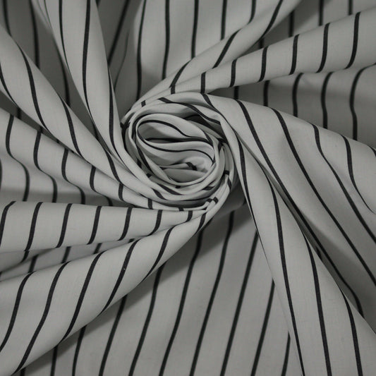 Tissu popeline de coton  prestige - à rayures - blanc et noir - photo 1/5 | So Tissus