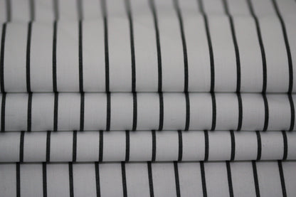 Tissu popeline de coton  prestige - à rayures - blanc et noir - photo 2/5 | So Tissus