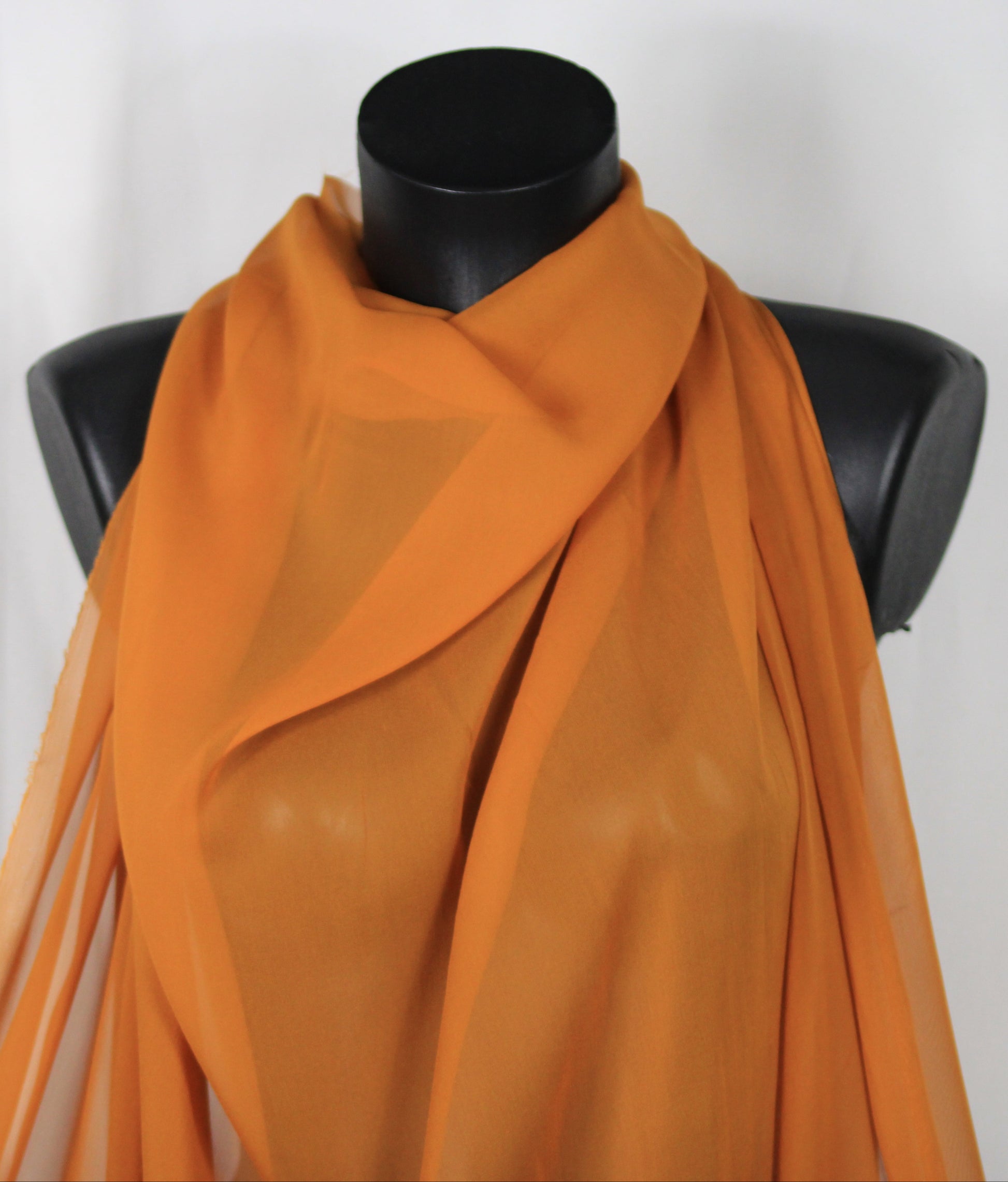 Tissu mousseline de soie - jaune orangé - photo 3/4 | So Tissus