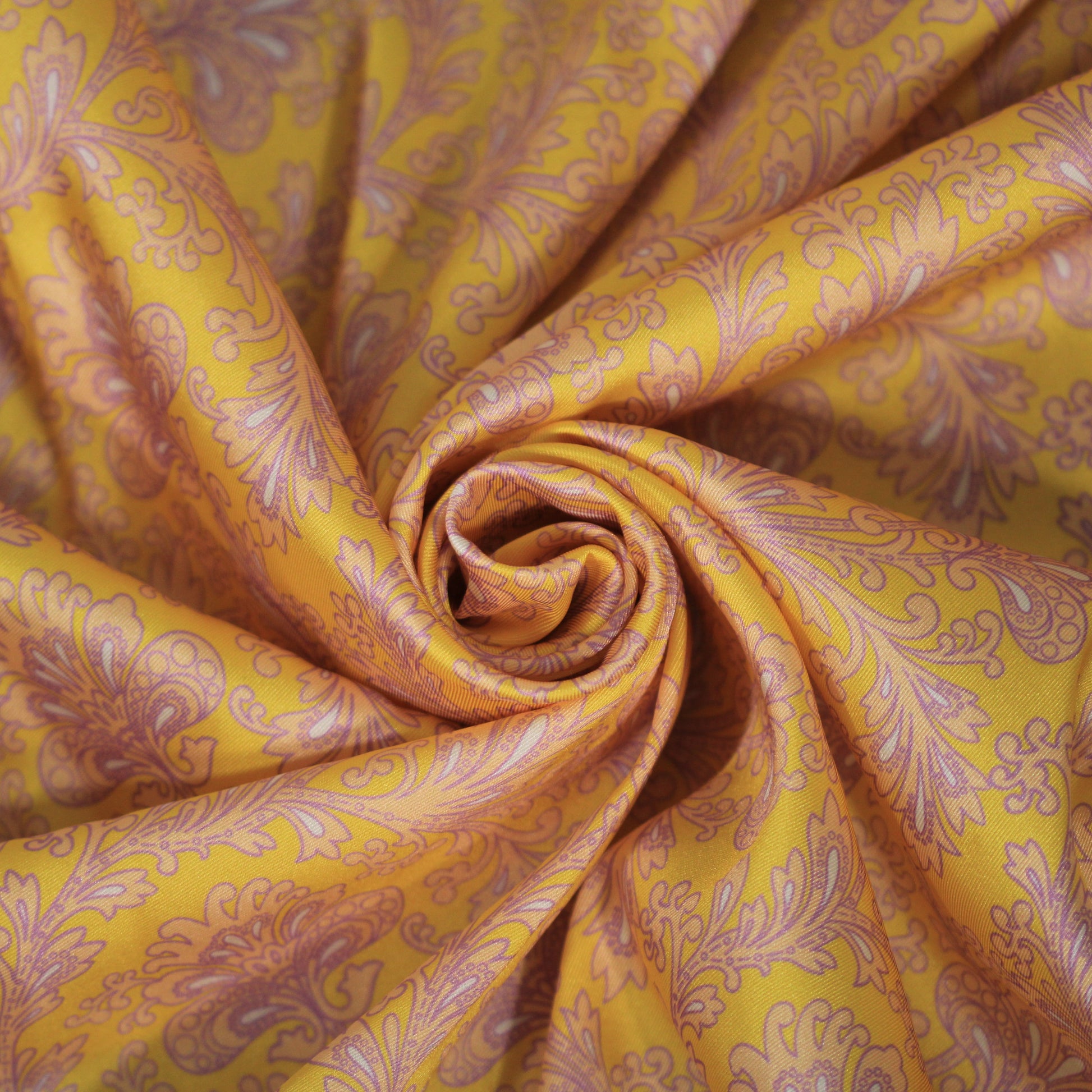 Tissu twill - imprimé fleuri - ton jaune et parme - photo 1/4 | So Tissus