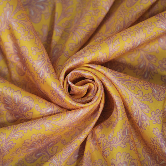 Tissu twill - imprimé fleuri - ton jaune et parme - photo 1/4 | So Tissus