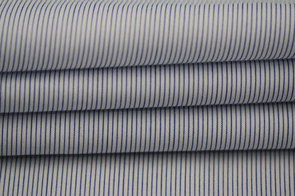 Tissu popeline coton - à rayure - blanc et bleu - photo 2/4 | So Tissus